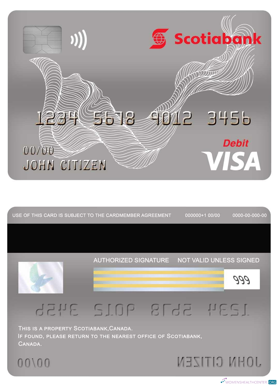 Download Canada Scotiabank visa debit card Photoshop template